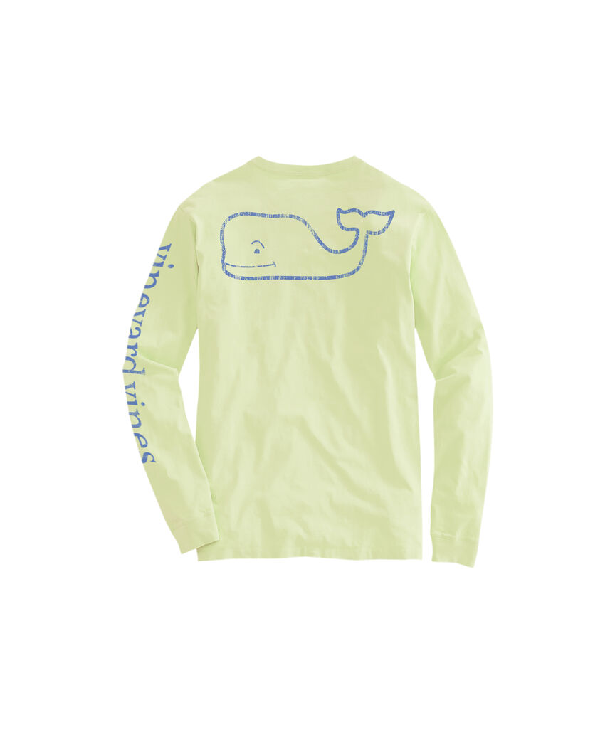 Outlet Long-Seeve Vintage Whale Graphic T-Shirt