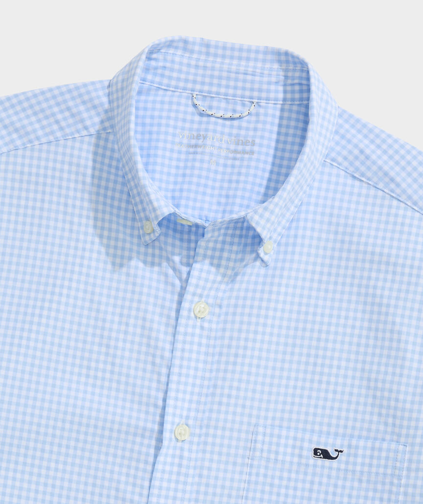 Performance Coral Reef Gingham Short-Sleeve Featherweight Shirt