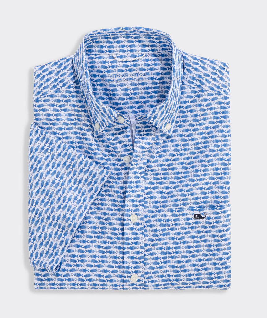 Micro Fish Short-Sleeve Performance Ripstop Shirt