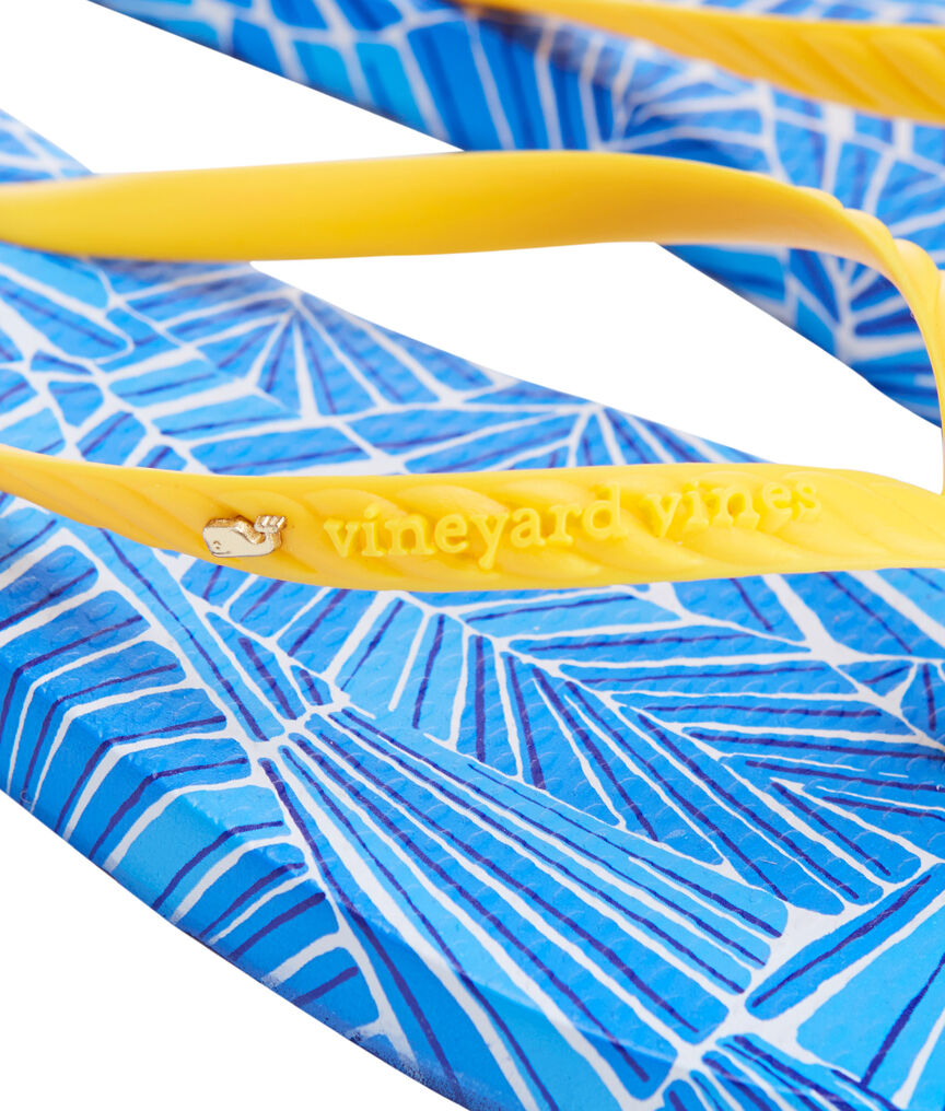 Skinny Abstract Leaf Print Flip Flops