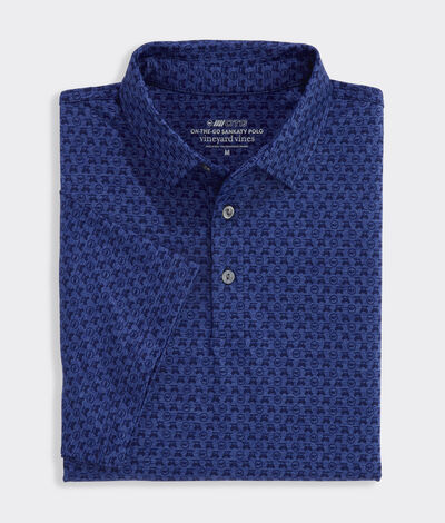 Vineyard Vines Performance Golf Printed Sankaty Polo (Golf Cart Blue Depth) (Size: M)