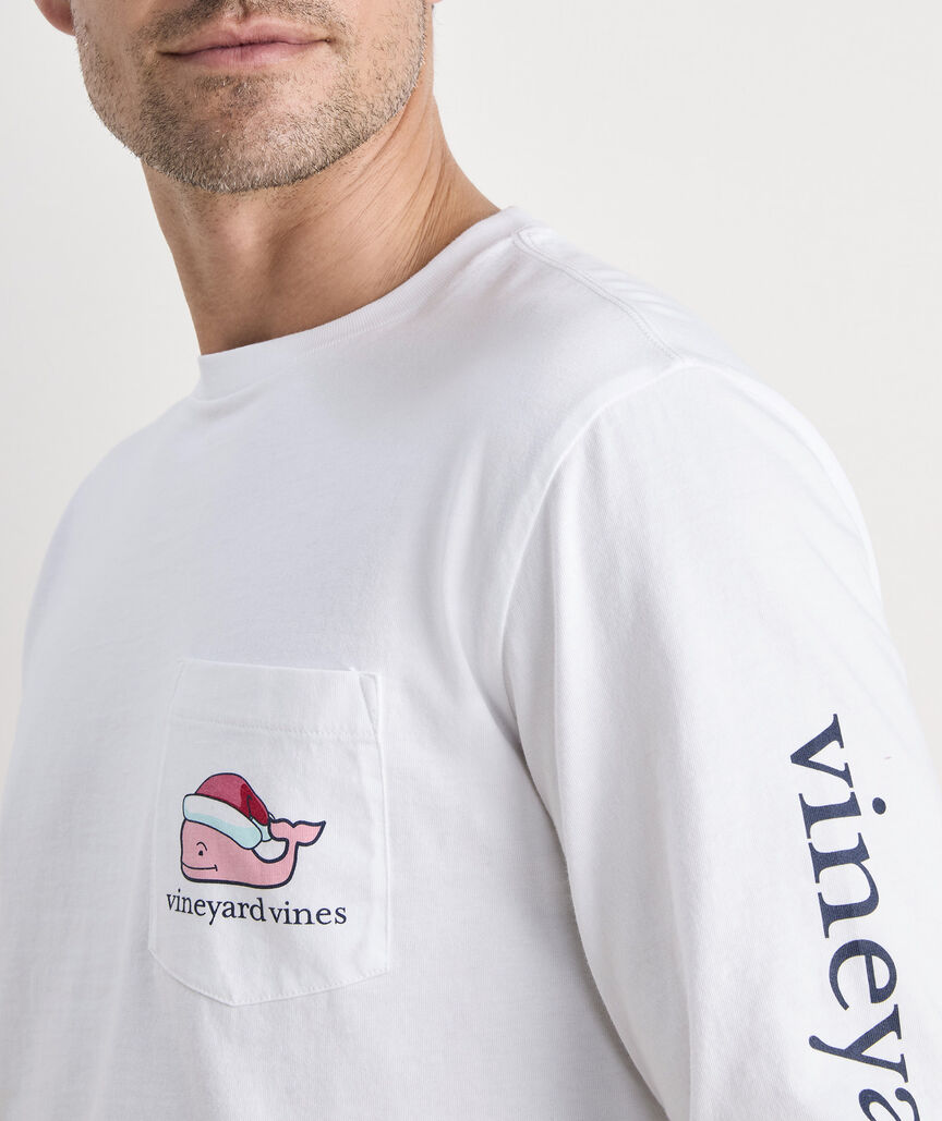 Santa Whale Long-Sleeve Pocket Tee