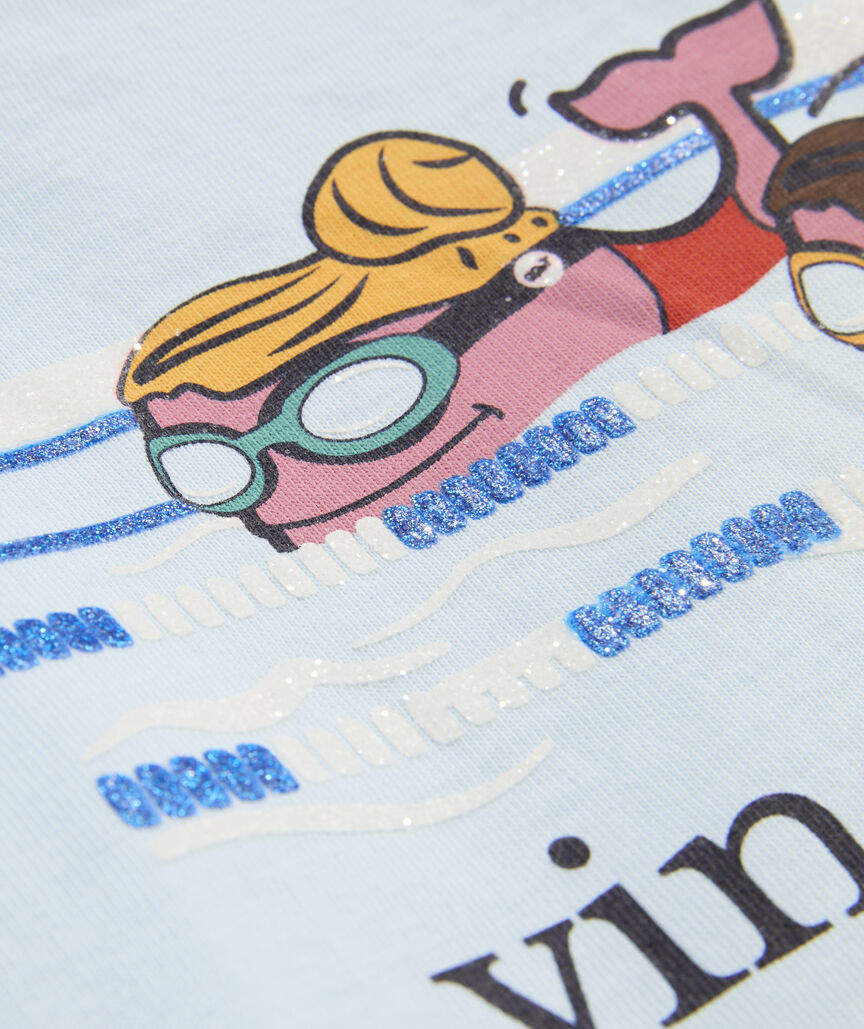 Girls' Swim Meet Whales Short-Sleeve Pocket Tee