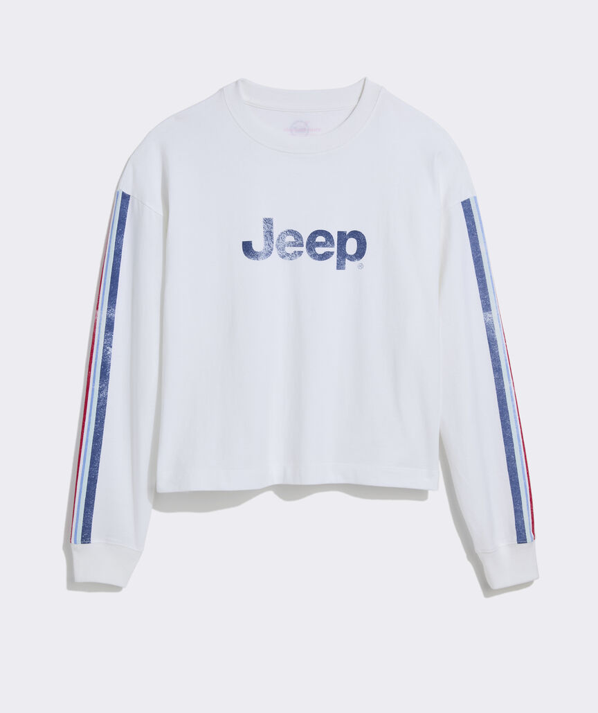 Jeep Collection Women's Sleeve Stripe Long-Sleeve Boxy Tee