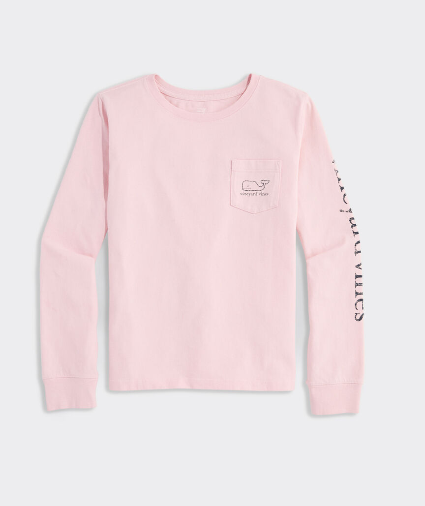 Girls’ Vintage Whale Long-Sleeve Pocket Tee