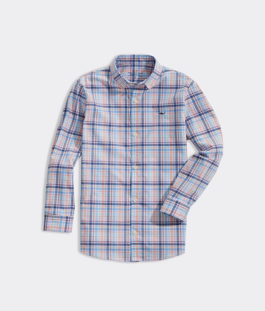 Boys' Plaid Performance Cotton Whale Shirt