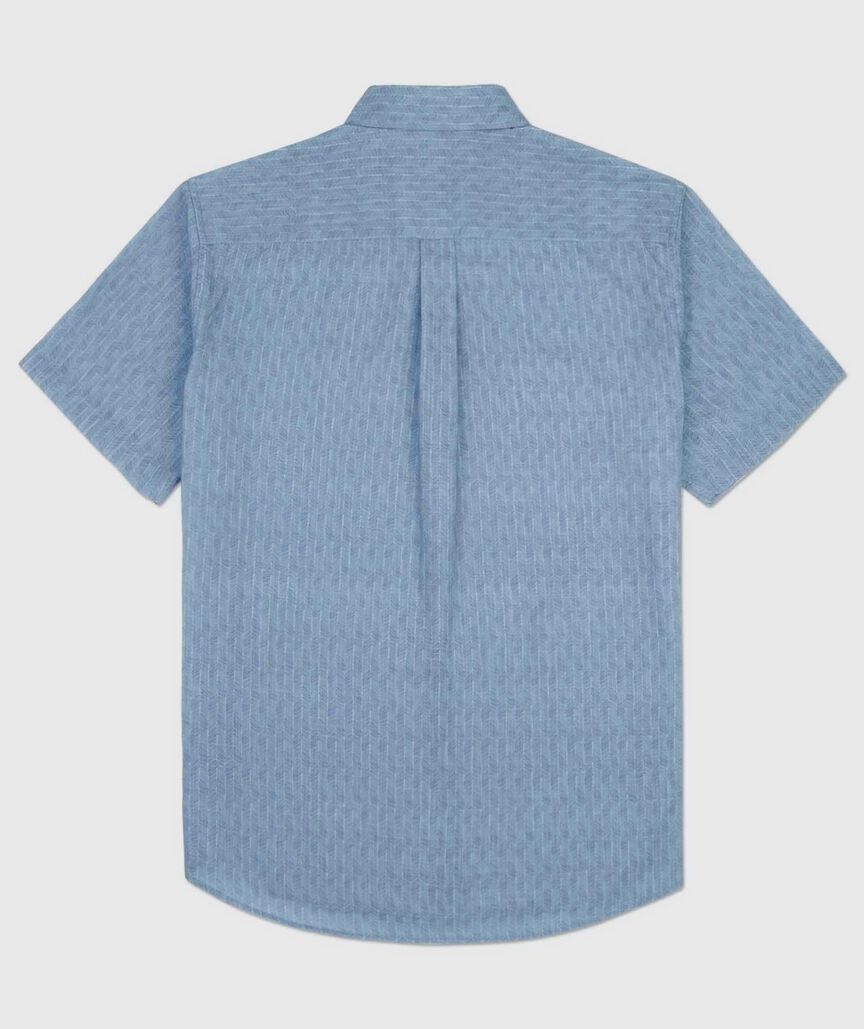 OUTLET Slub Cotton Sketched Herringbone Short-Sleeve Shirt