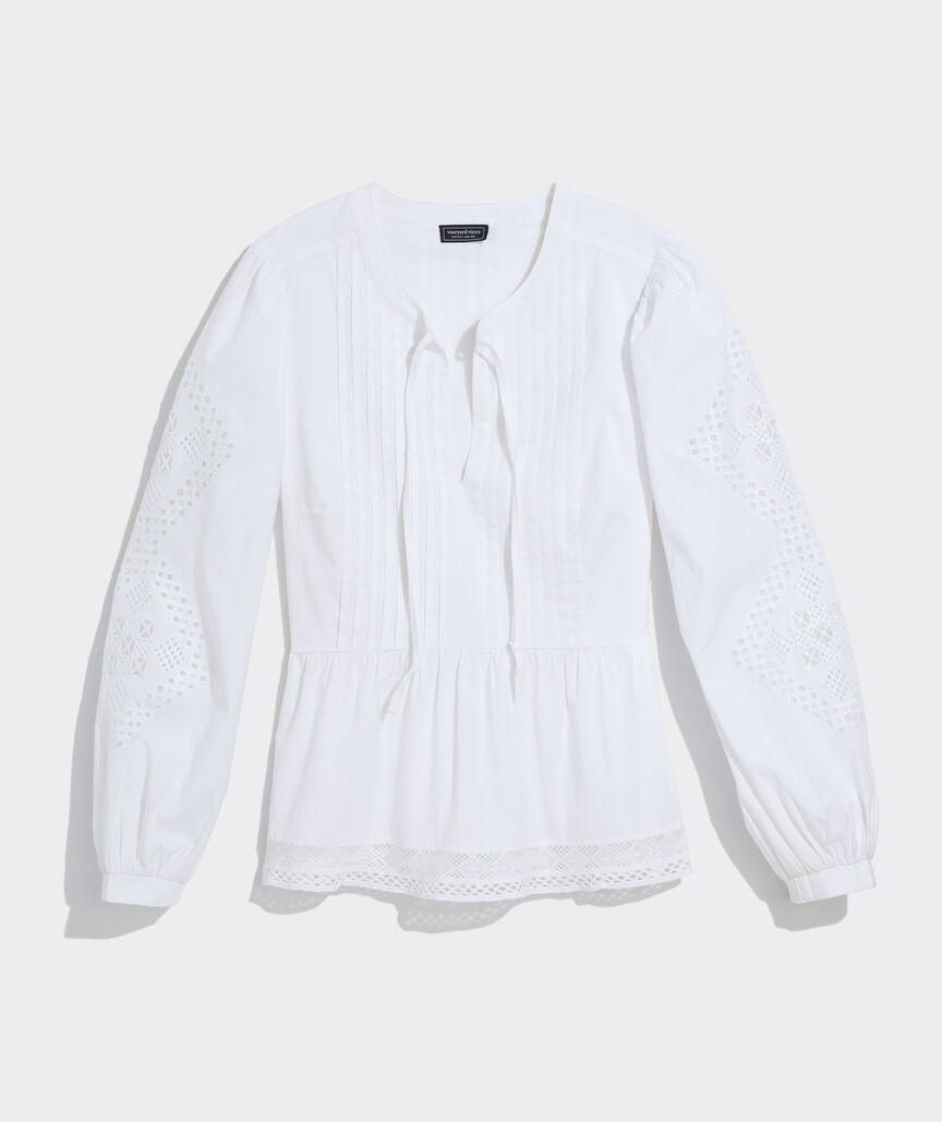 Nora Pintuck Eyelet Top