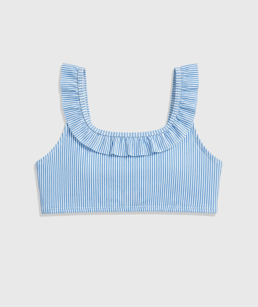 OUTLET Girls' Seersucker Ruffle Square Neck Bikini