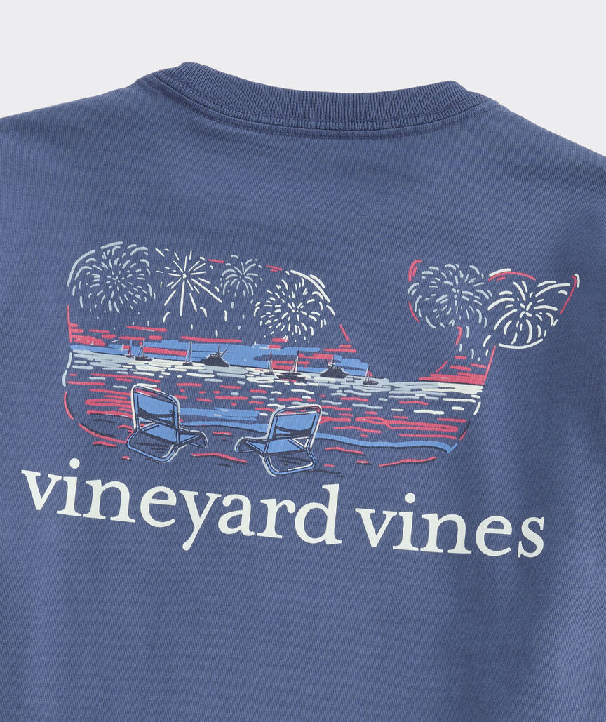 Boys' Glow-In-The-Dark Beach Fireworks Whale Short-Sleeve Pocket Tee