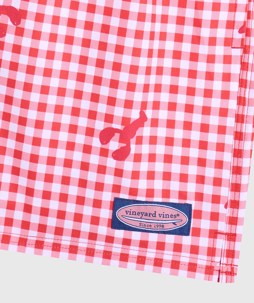 OUTLET 5 Inch Lobster Toss Gingham Chappy Swim Trunks