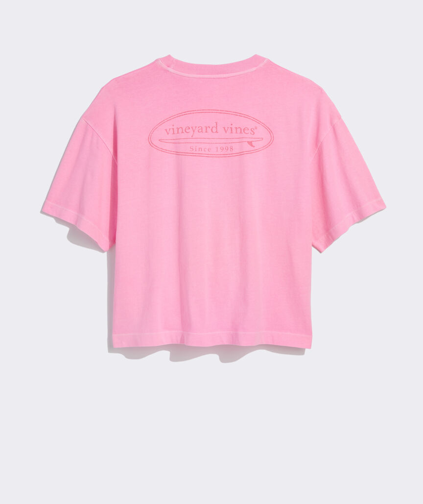 Women's Garment-Dyed Distressed Surf Logo Boxy Tee