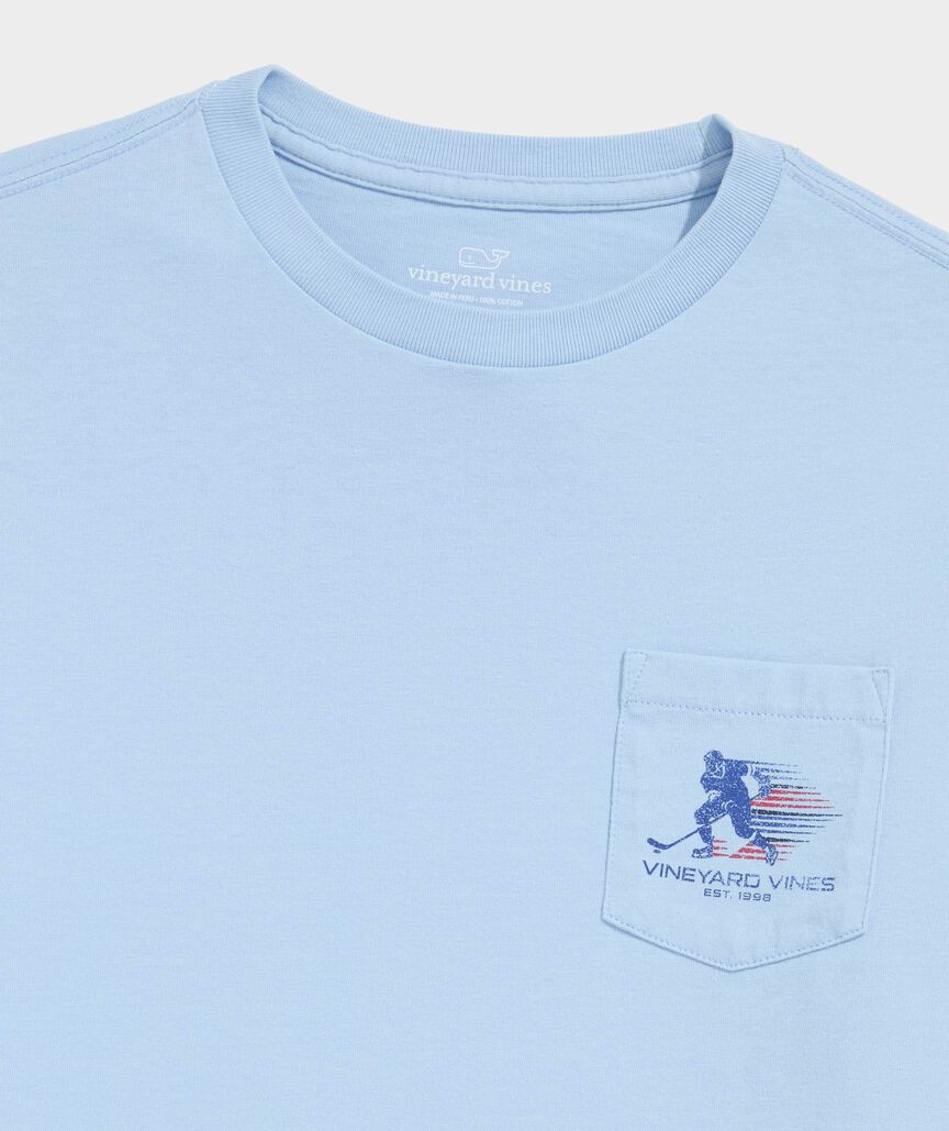 Boys' Retro Hockey Player Long-Sleeve Pocket Tee