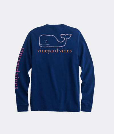 Vineyard Vines Tri-Color Vintage Whale Long-Sleeve Pocket T-Shirt (Blue) (Size: XS)