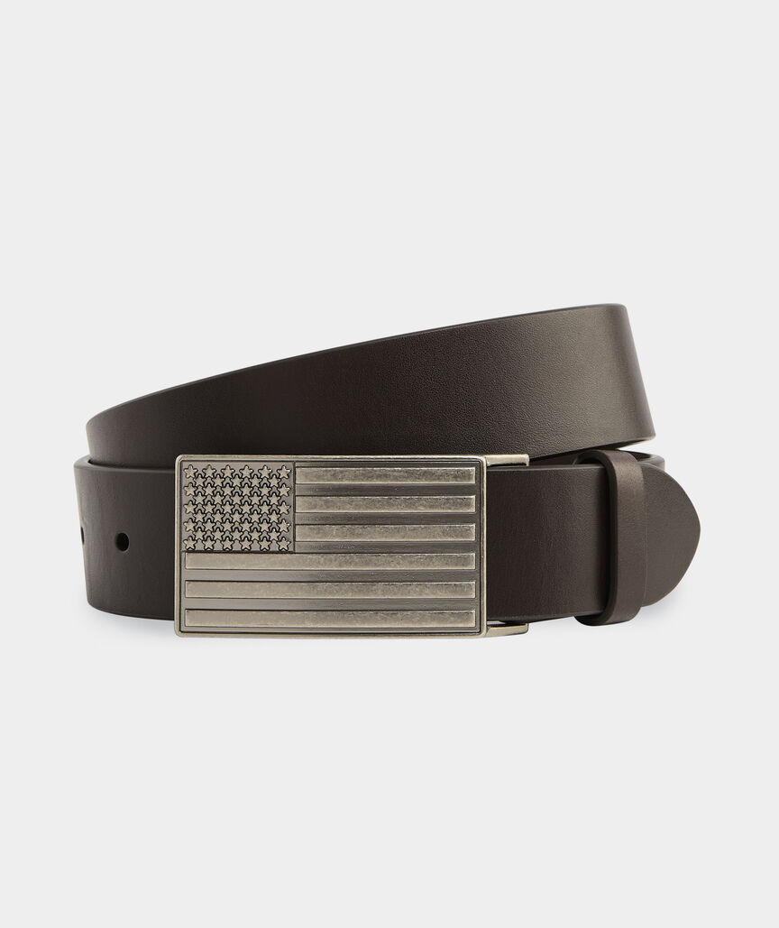 American Flag Buckle Leather Belt