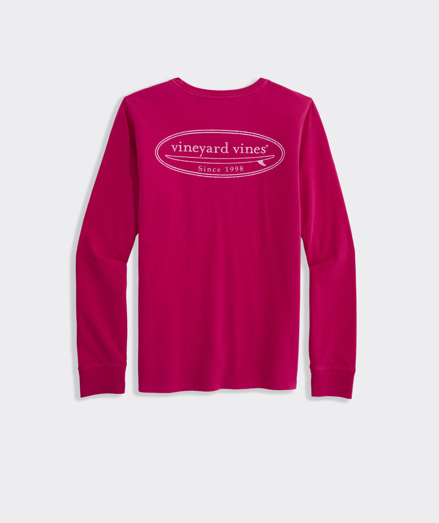 Women's Garment-Dyed Surf Logo Long-Sleeve Pocket Tee