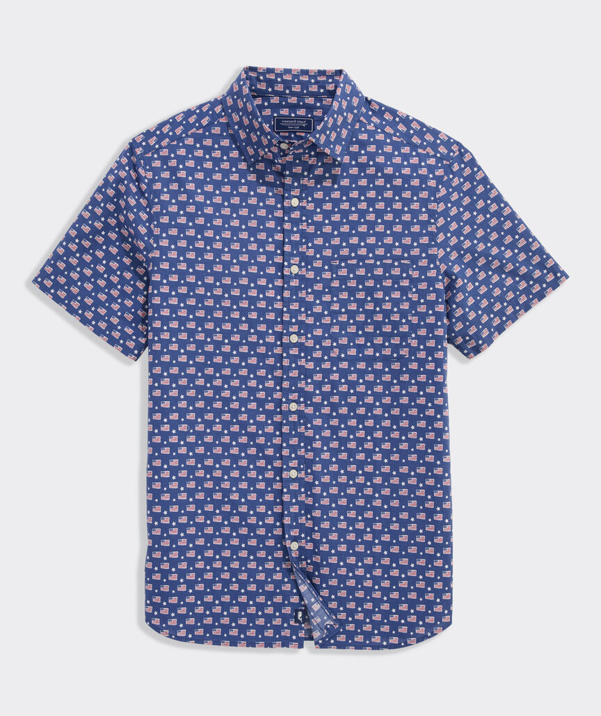 Flags & Stars Cotton Madras Short-Sleeve Shirt