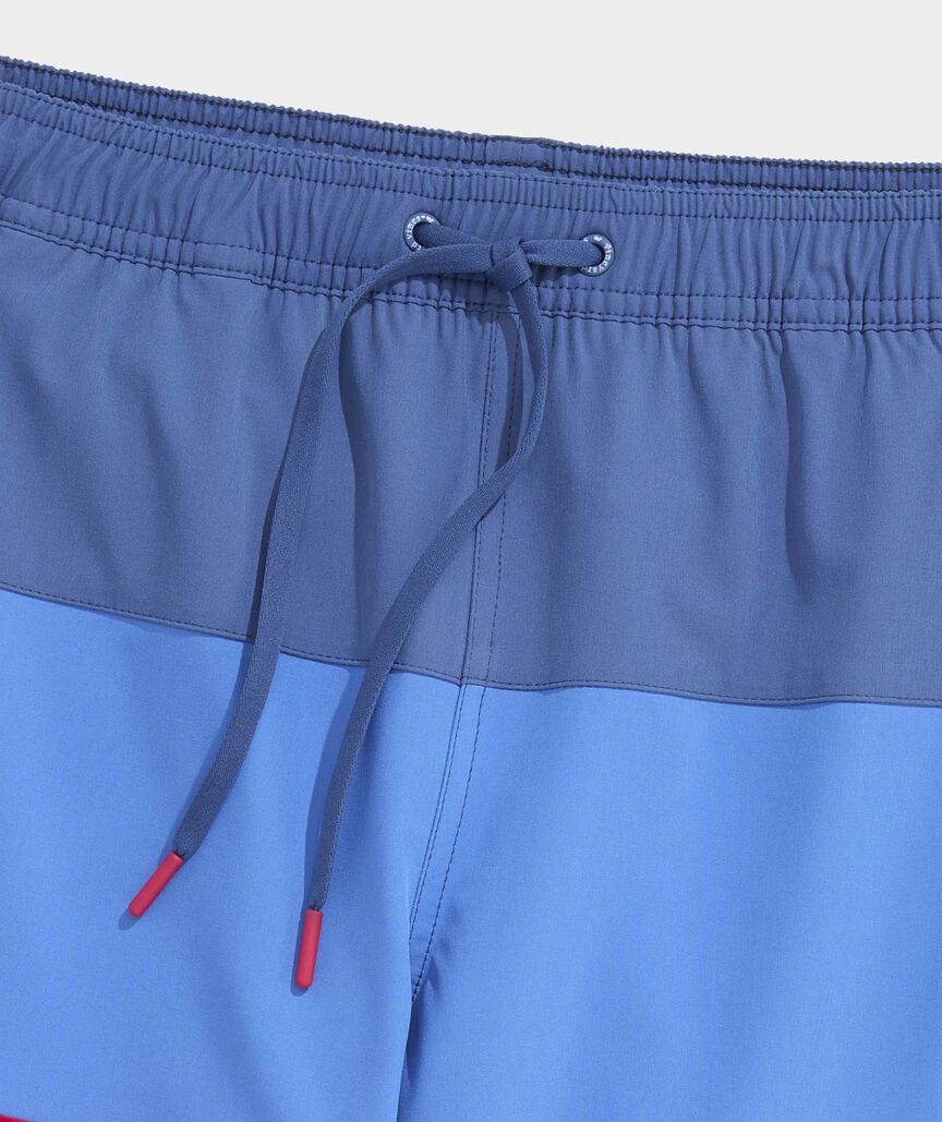 7 Inch Colorblock Piped Chappy Swim Trunks