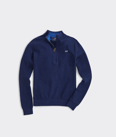 Vineyard Vines Boys' Classic 1/4 Zip Sweater (Blue) (Size: Small)