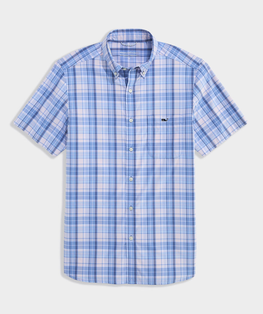 Performance Conch Shell Plaid Short-Sleeve Featherweight Shirt