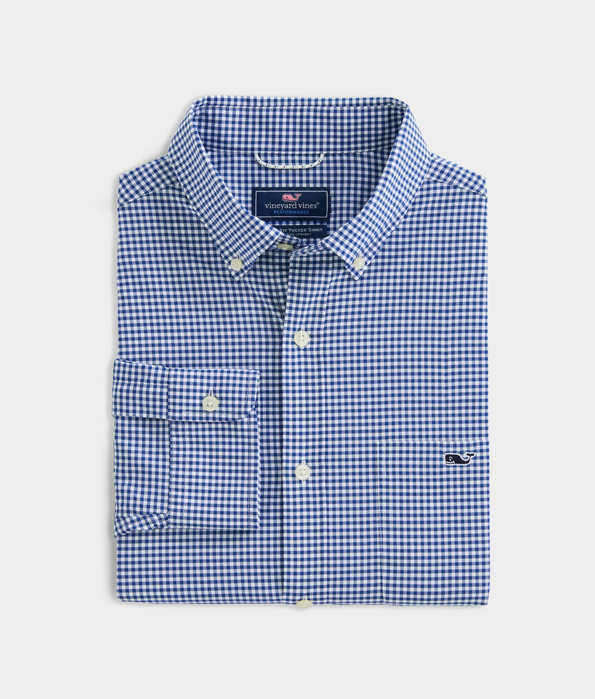 Classic Fit Gingham On-The-Go Shirt in Performance Nylon