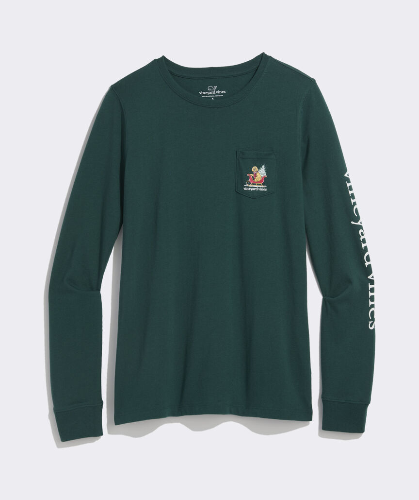 Women's Doodle Sleigh Long-Sleeve Pocket Tee