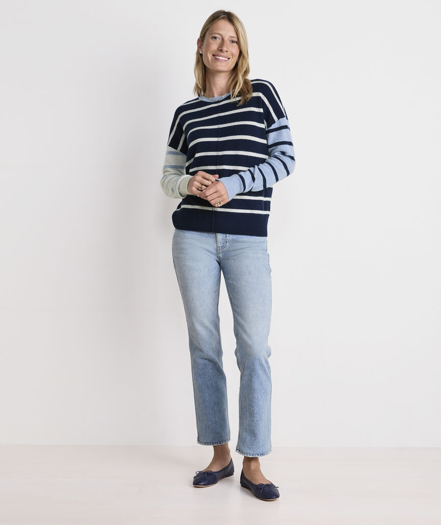 Seaspun Cashmere Party Stripe Crewneck Sweater
