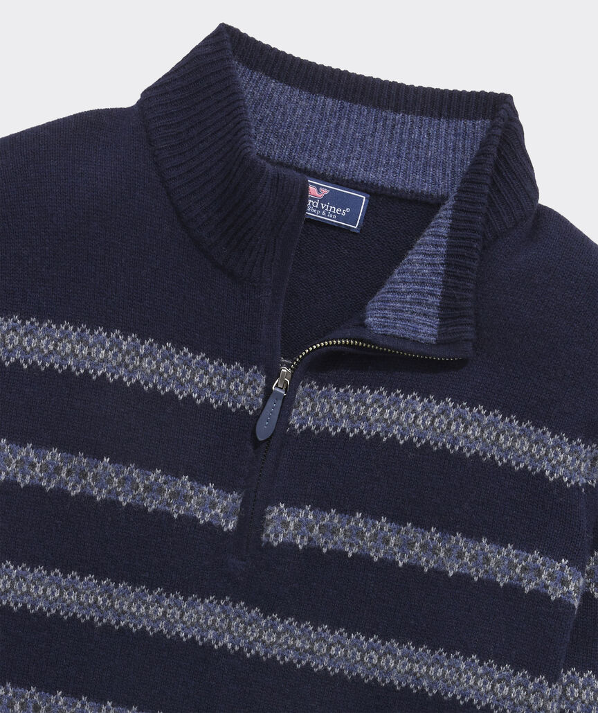 Fair Isle Stripe Quarter-Zip Sweater