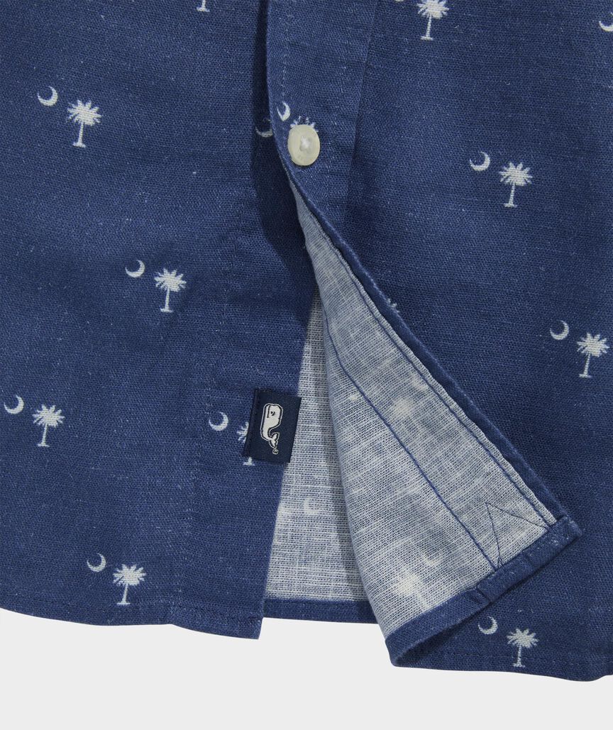 OUTLET South Carolina Flag Linen Blend Short-Sleeve Shirt