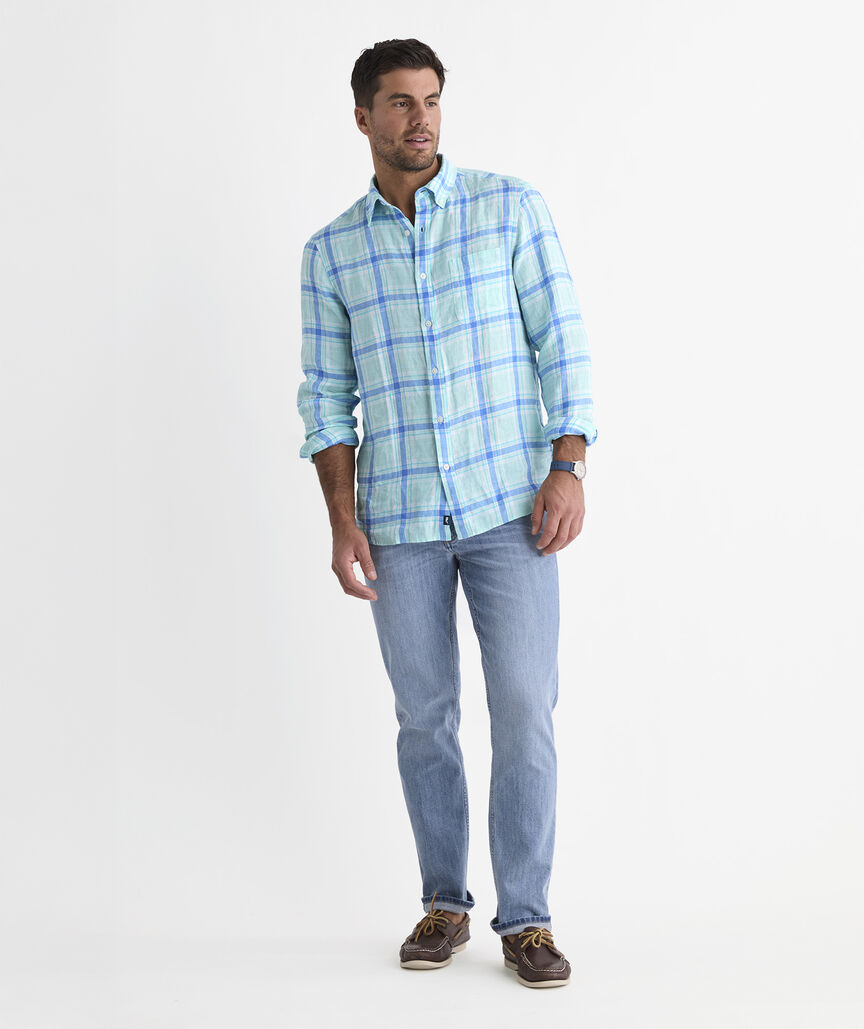 Sea Glass Plaid Linen Shirt