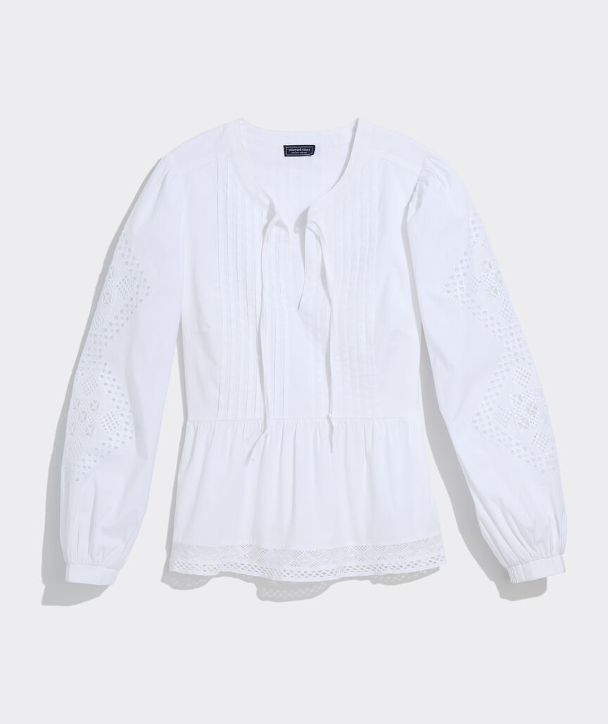 Nora Pintuck Eyelet Top