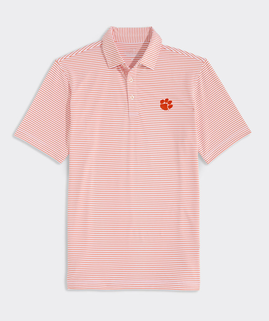 Clemson University Bradley Stripe Sankaty Performance Polo