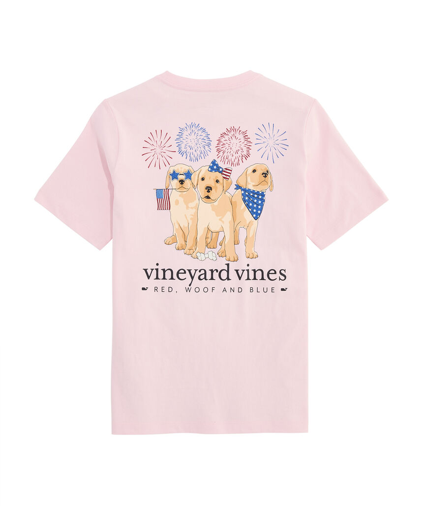 OUTLET Girls' Glitter Fourth Of July Puppies Short-Sleeve Pocket Tee