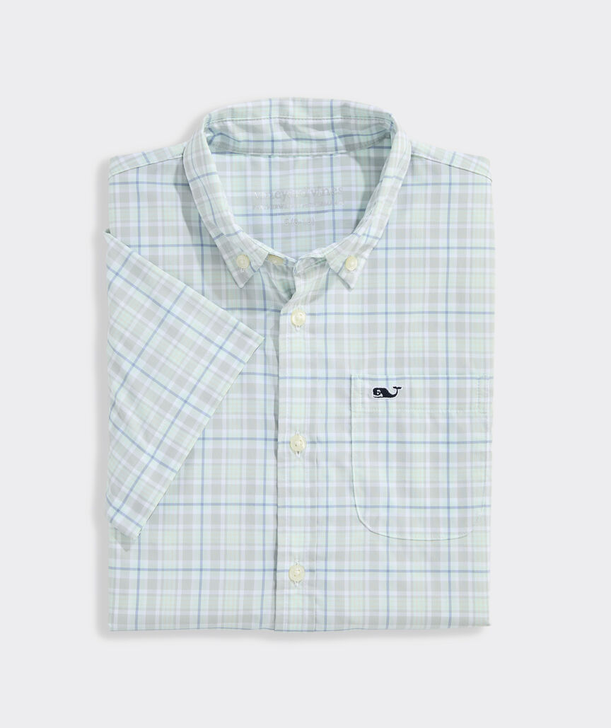 Boys' Performance Plaid Short-Sleeve Featherweight Shirt
