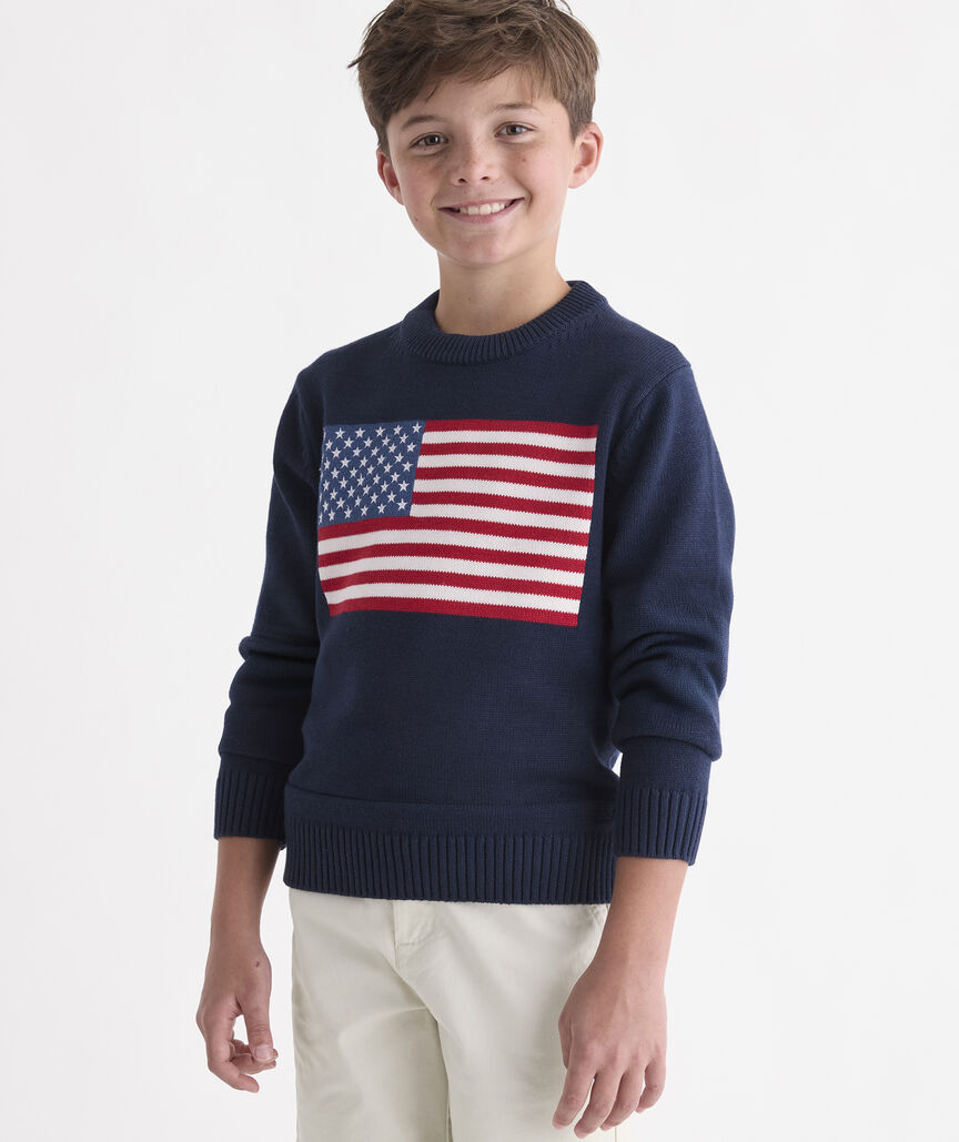 Boys' American Flag Crewneck