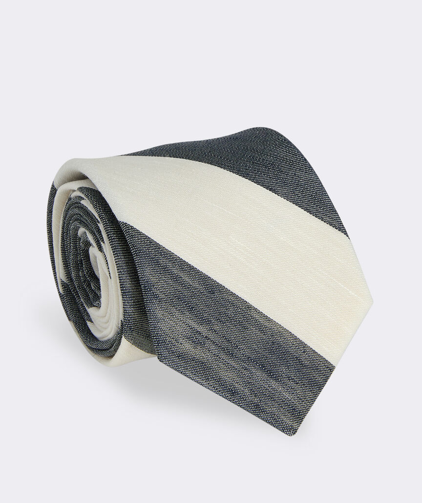 Linen Stripe Woven Kennedy Tie