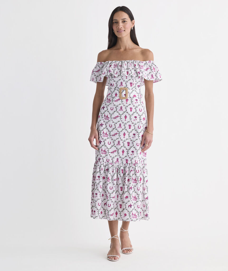 Kentucky Derby Women's Off-Shoulder Maxi Dress