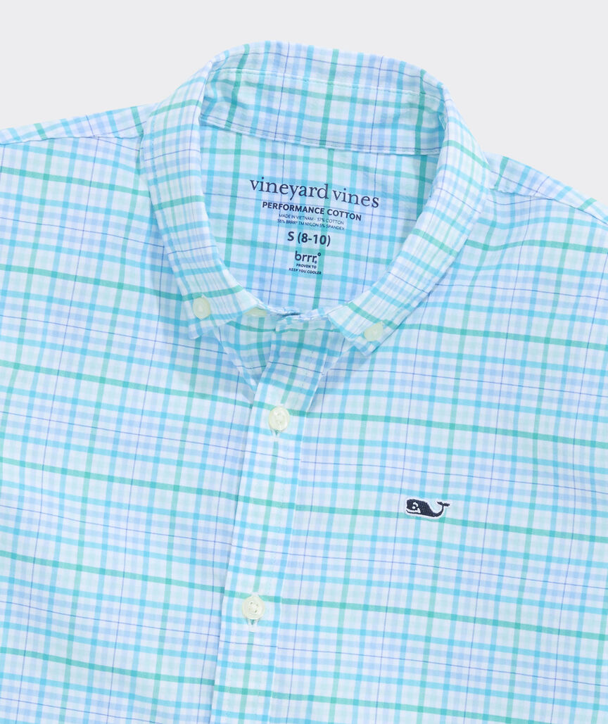 Boys' Performance Cotton Tiki Torch Plaid Shirt