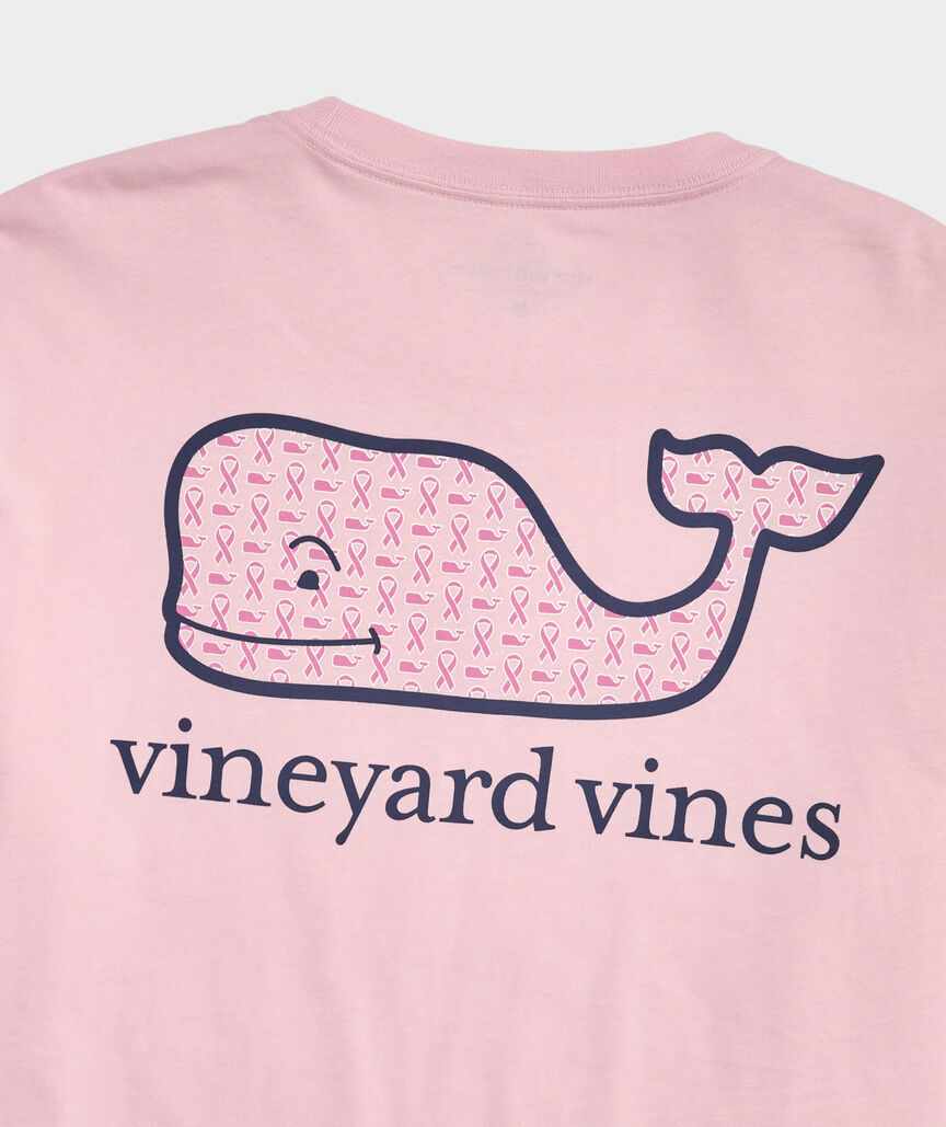 Men's Breast Cancer Awareness Ribbon Whale Long-Sleeve Pocket Tee