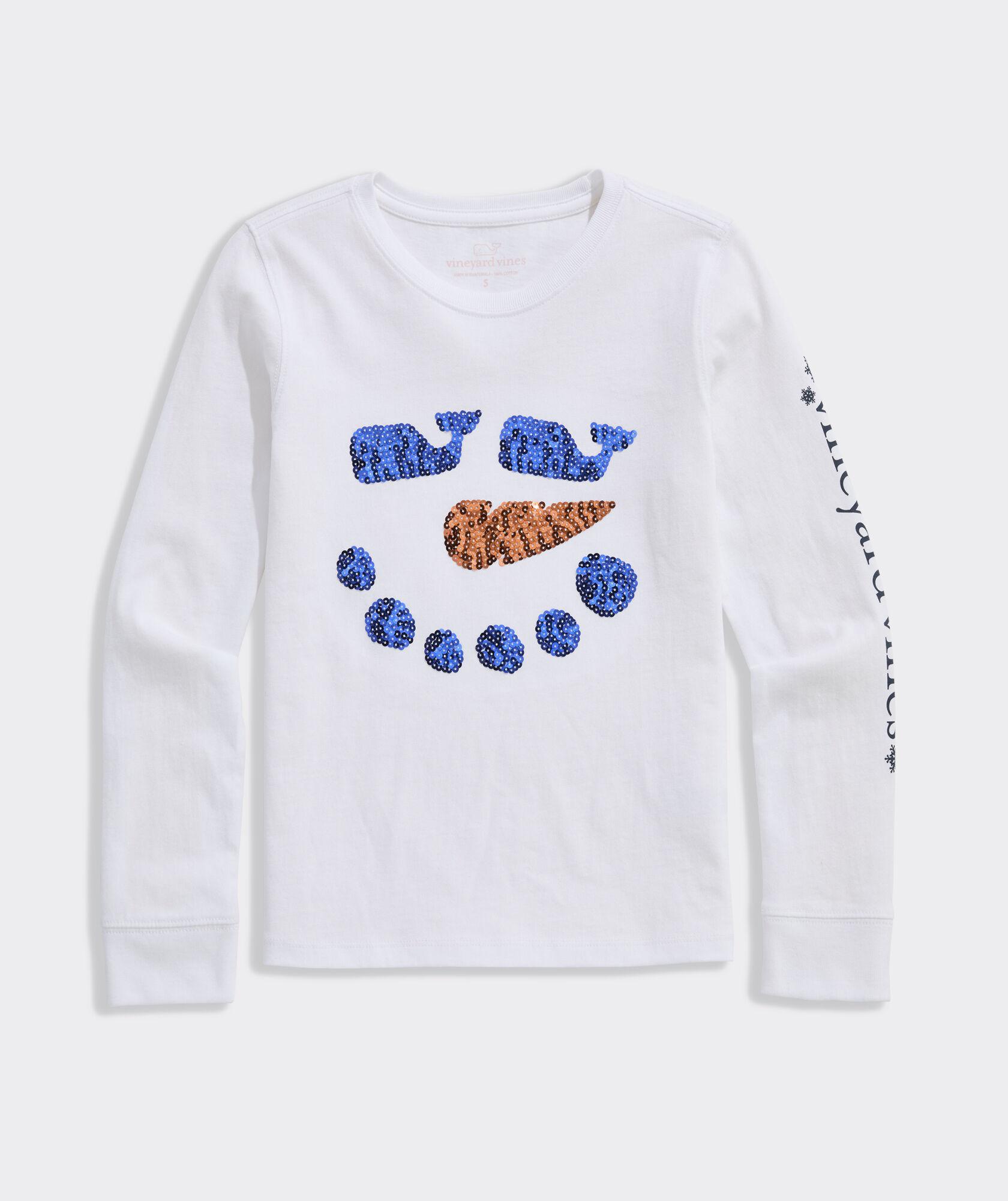 Girls' Sequin Snowman Long-Sleeve Tee