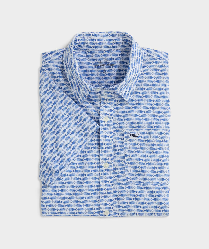 Boys' Printed Cotton Short-Sleeve Shirt