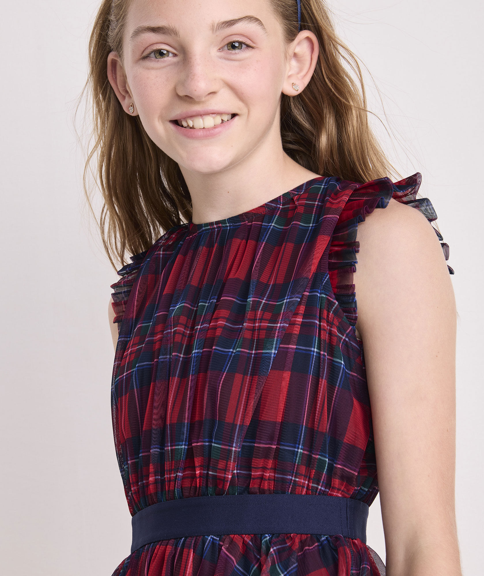 OUTLET Girls' Tulle Plaid Dress
