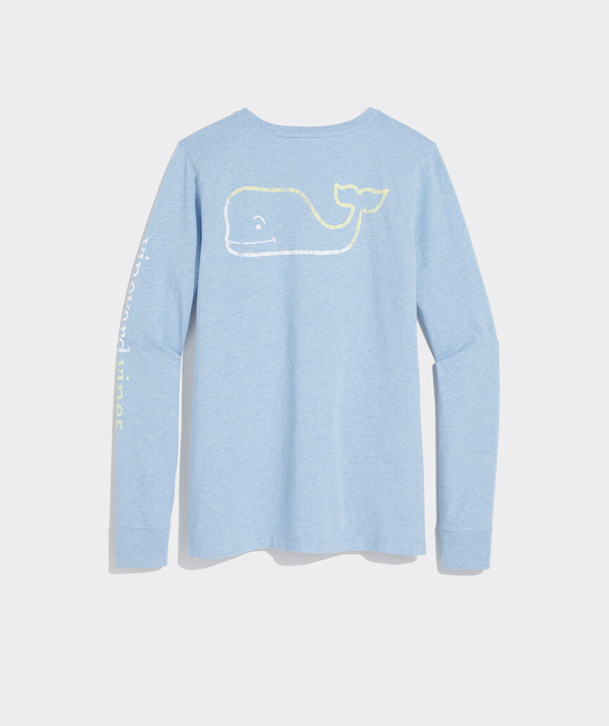 OUTLET Women's Vintage Burgee Whale Long-Sleeve Pocket Tee