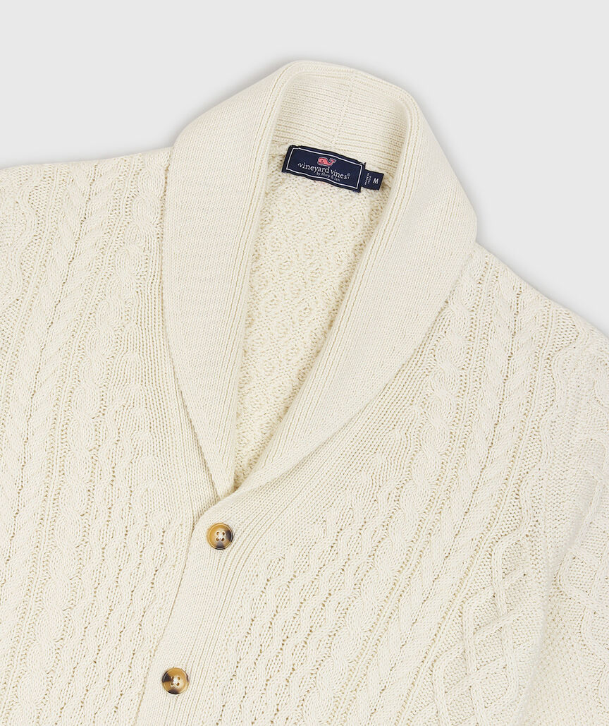 OUTLET Cable-Knit Shawl Collar Cardigan