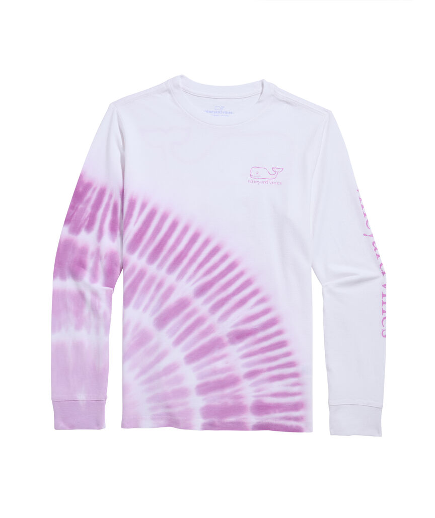 OUTLET Girls' Sunset Tie-Dye Vintage Whale Long-Sleeve Pocket Tee