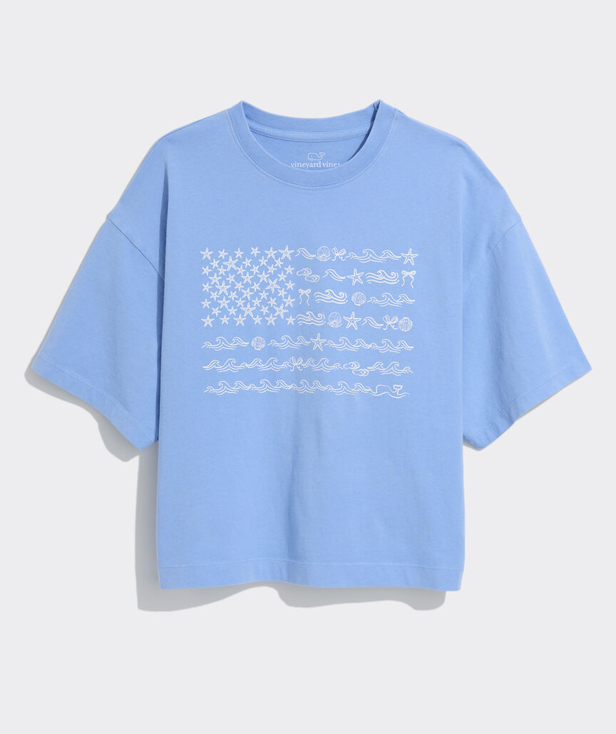 Women's Beach Icon US Flag Boxy Tee