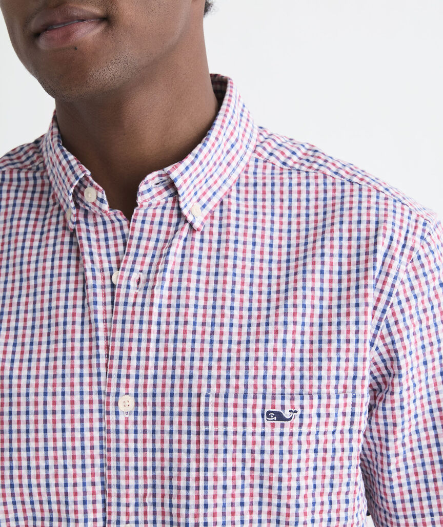 Seersucker Gingham Short-Sleeve Shirt