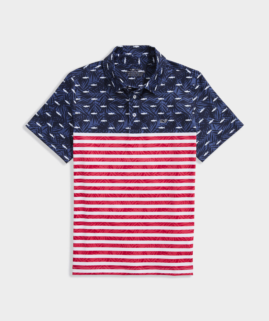 Boys' Performance USA Fish & Palms Printed Sankaty Polo