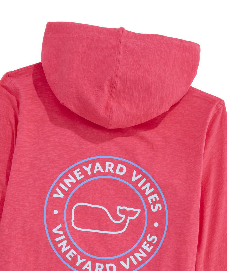 OUTLET Slub Whale Dot Curved Hem Long-Sleeve Hoodie Tee