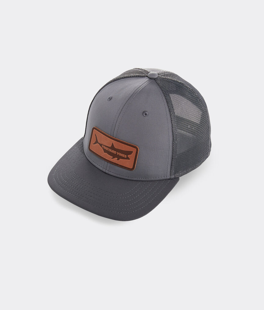 Leather Shark Patch Performance Trucker Hat